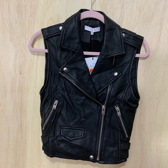 IRO Harri Leather Moto Vest size 36 - Picture 2 of 8